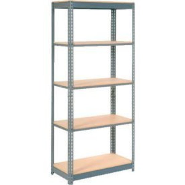 Global Equipment Heavy Duty Shelving 36"W x 12"D x 84"H With 5 Shelves - Wood Deck - Gray 254439